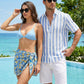 Men's Casual Stylish Short Sleeve Button-Up Striped Dress Shirt Cotton Beach Shirts