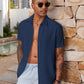 Men's Short Sleeve Button Down Casual Shirt, Lightweight Summer Shirts for Beach, Wedding, Vacation