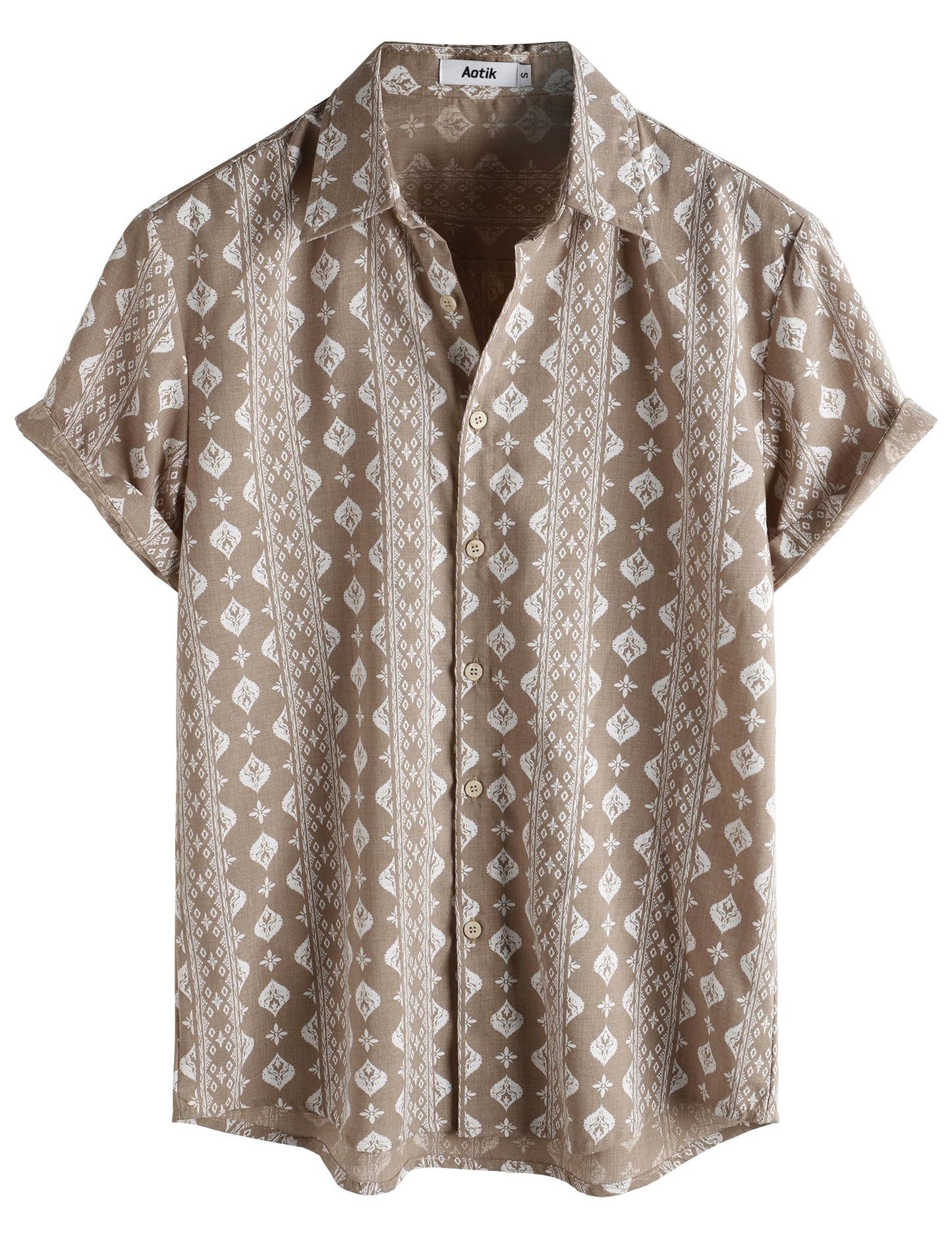Mens Hawaiian Shirt Short Sleeve Button Down Cotton Floral Shirts Casual Tropical Beach Summer Shirts