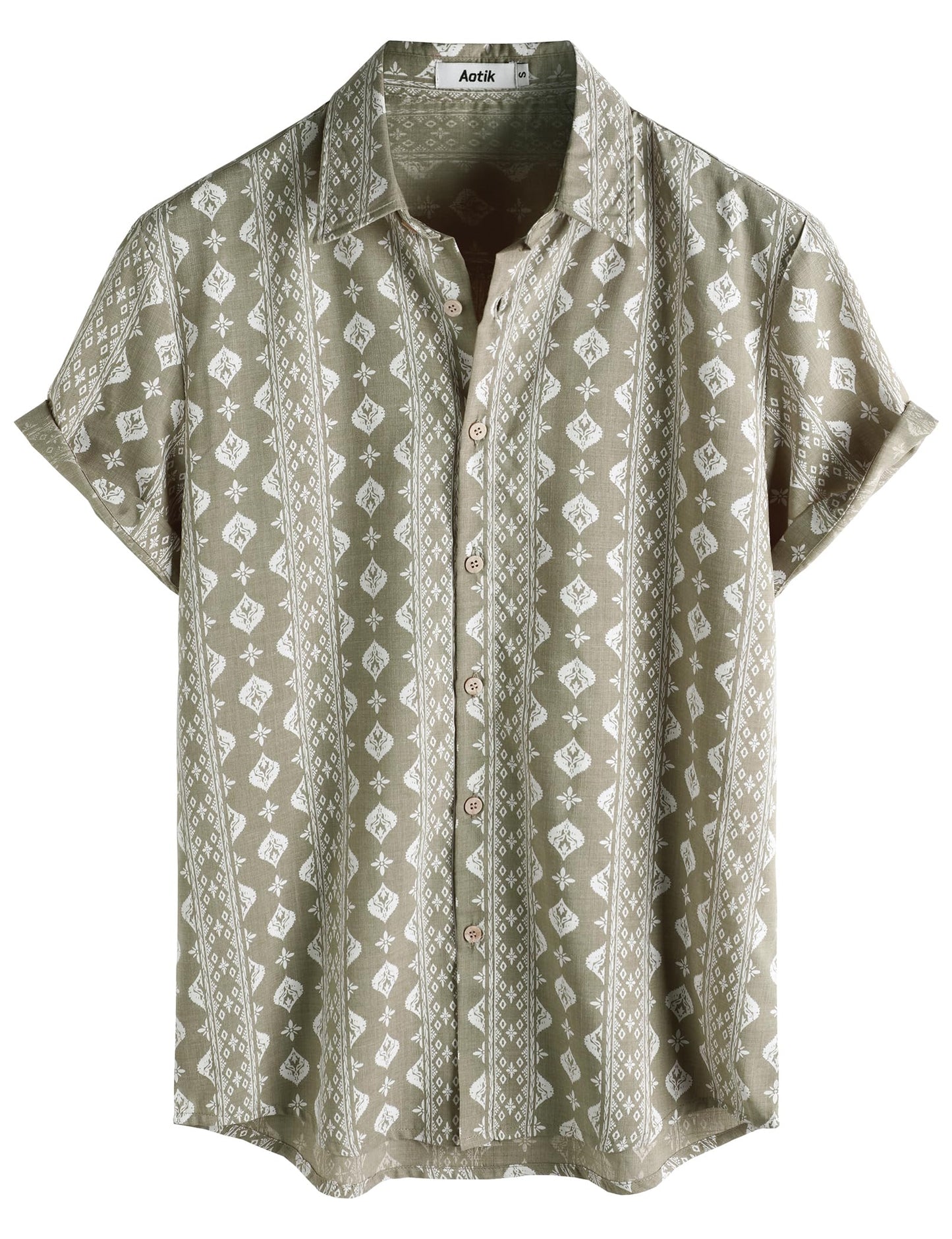 Mens Hawaiian Shirt Short Sleeve Button Down Cotton Floral Shirts Casual Tropical Beach Summer Shirts