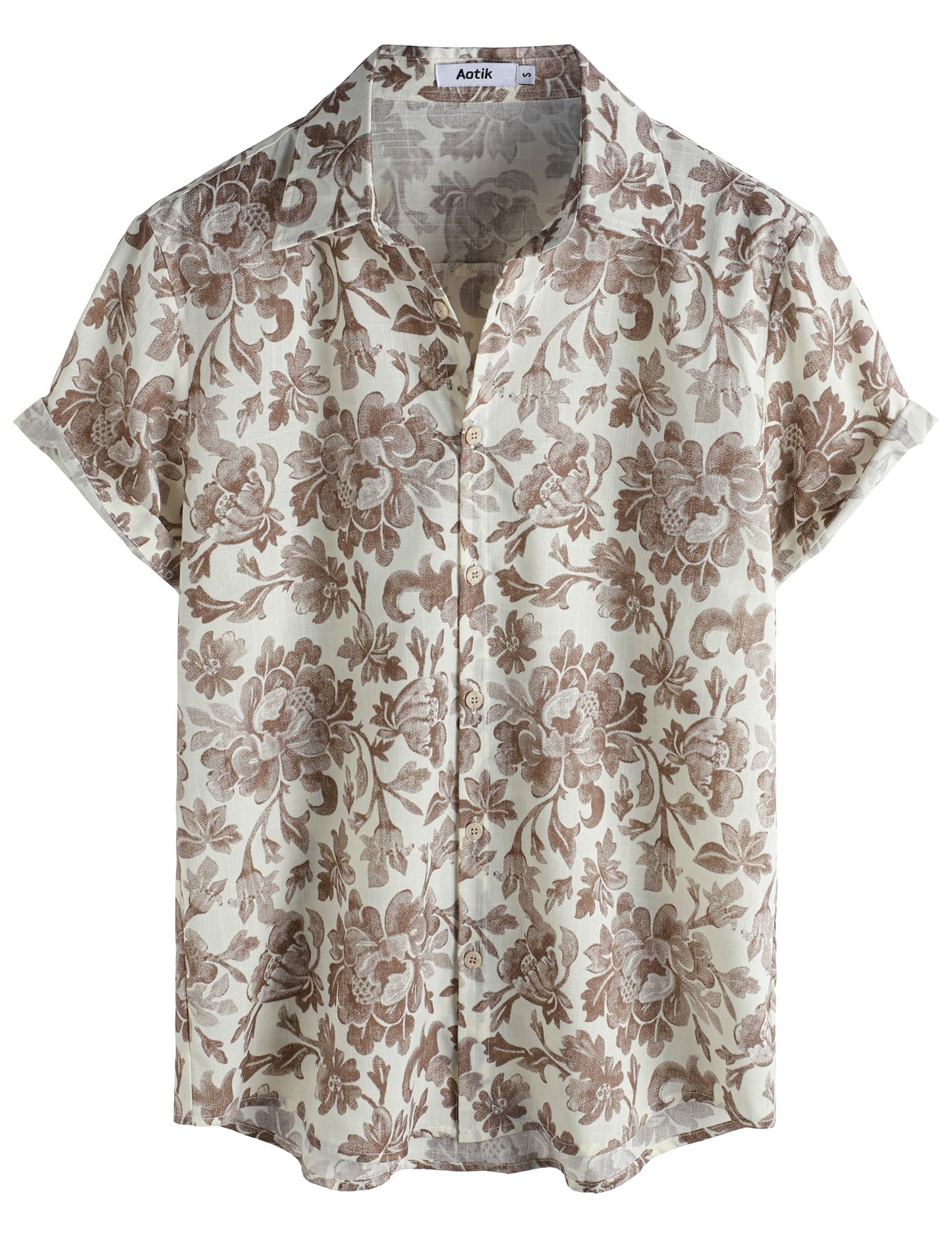 Mens Hawaiian Shirt Short Sleeve Button Down Cotton Floral Shirts Casual Tropical Beach Summer Shirts