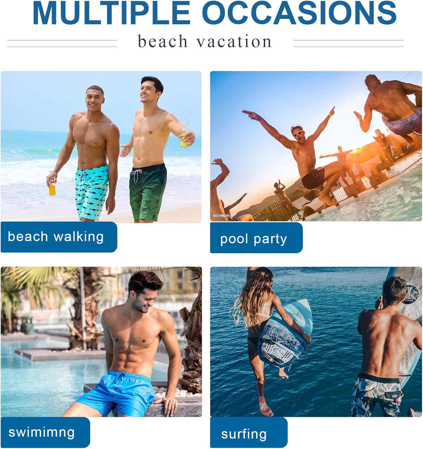Men's 9" Quick Dry Swim Trunks Big & Tall Beach Swimsuits Bathing Suit