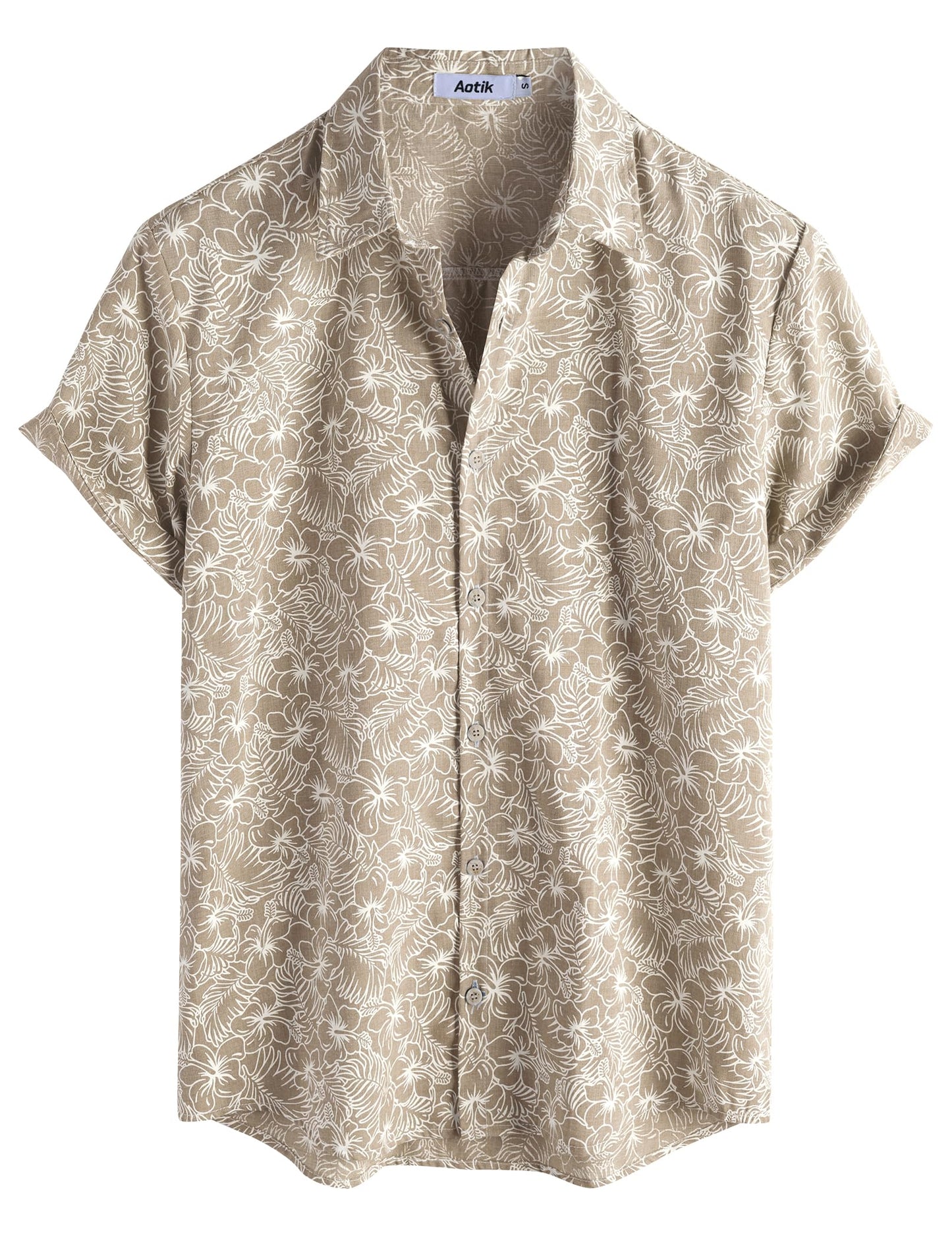 Mens Hawaiian Shirt Short Sleeve Button Down Cotton Floral Shirts Casual Tropical Beach Summer Shirts