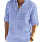 Cotton Linen Henley T-Shirt for Men, Long Sleeve Hippie Casual Beach T-Shirts