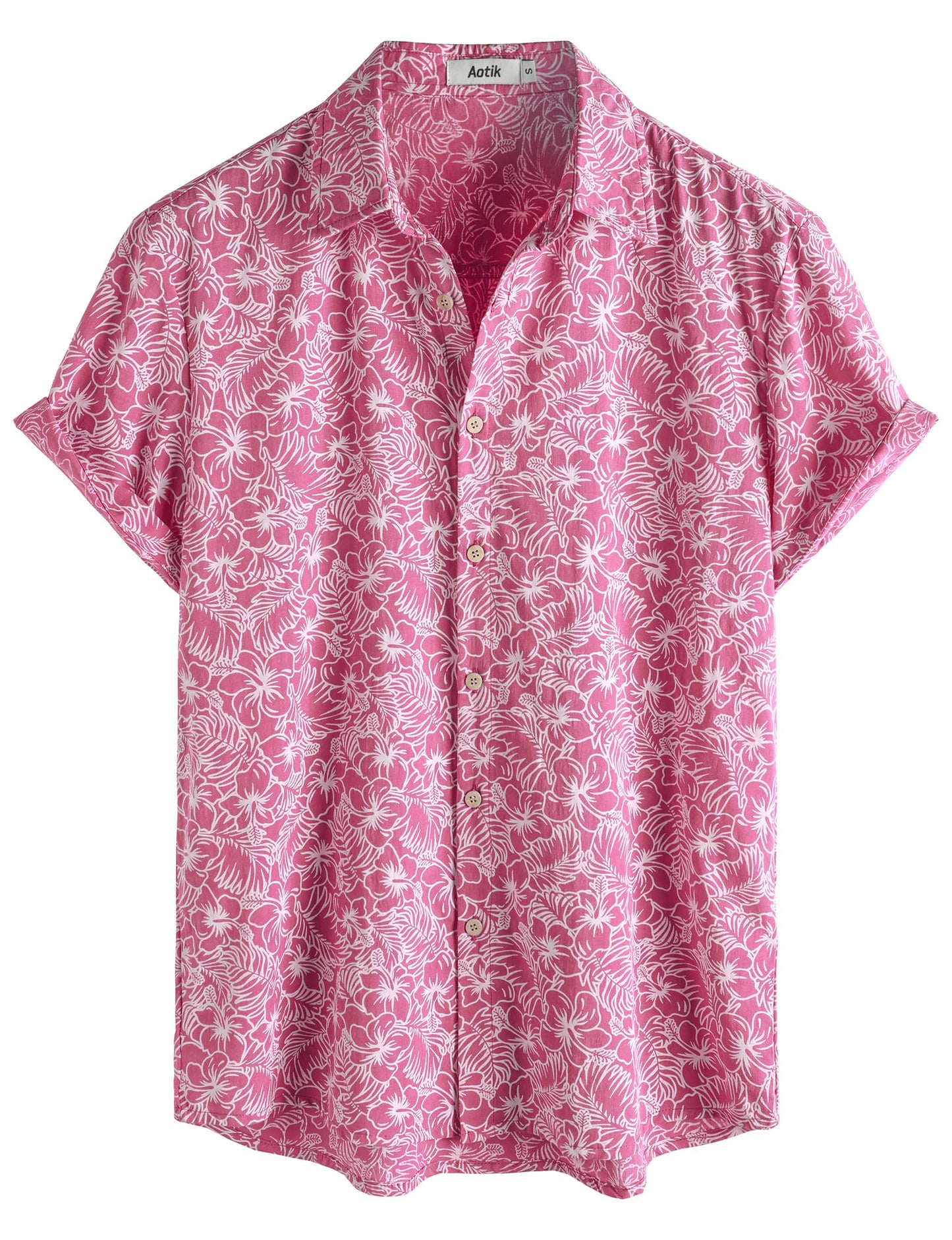Mens Hawaiian Shirt Short Sleeve Button Down Cotton Floral Shirts Casual Tropical Beach Summer Shirts