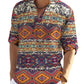 Cotton Linen Henley T-Shirt for Men, Long Sleeve Hippie Casual Beach T-Shirts