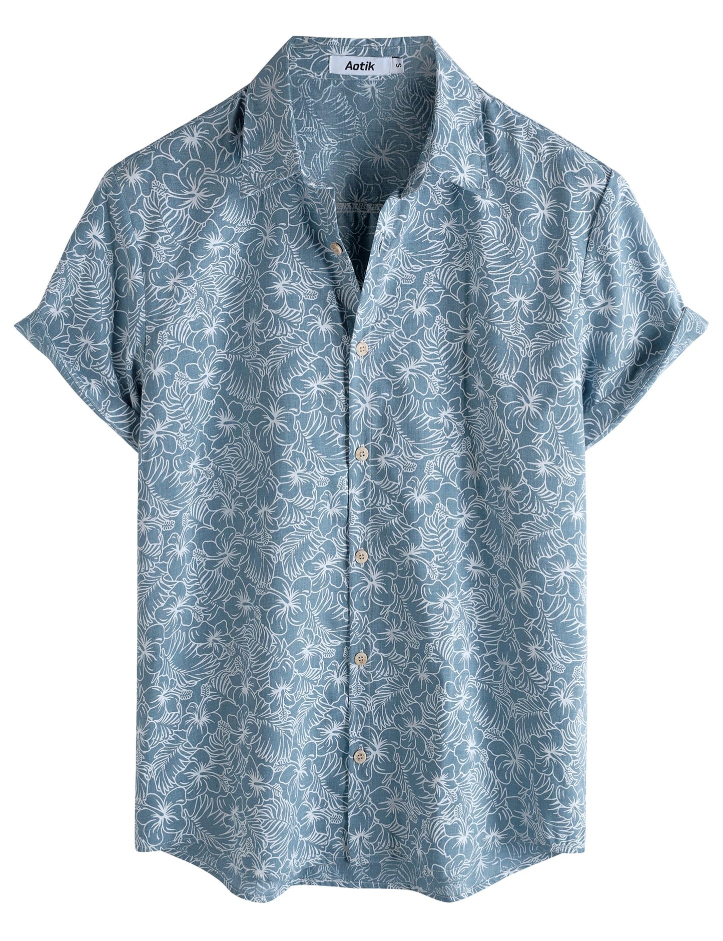 Mens Hawaiian Shirt Short Sleeve Button Down Cotton Floral Shirts Casual Tropical Beach Summer Shirts
