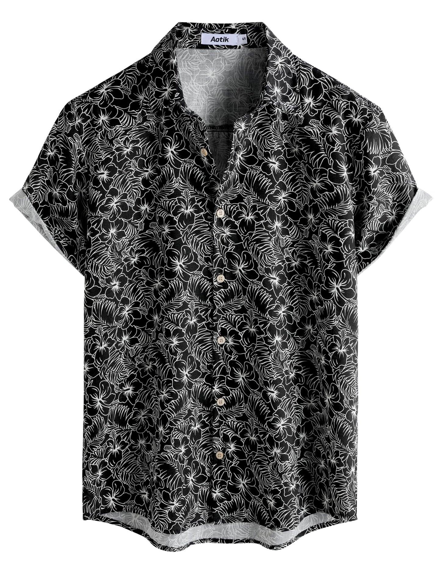 Mens Hawaiian Shirt Short Sleeve Button Down Cotton Floral Shirts Casual Tropical Beach Summer Shirts