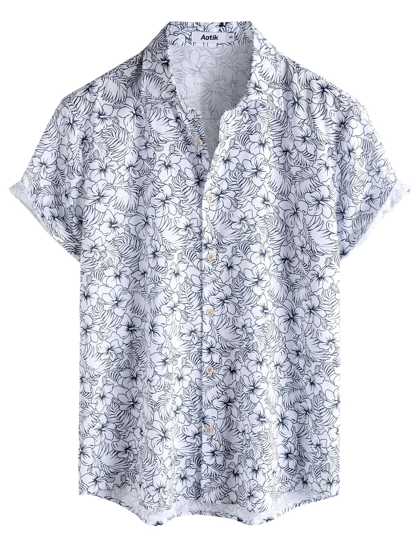 Mens Hawaiian Shirt Short Sleeve Button Down Cotton Floral Shirts Casual Tropical Beach Summer Shirts