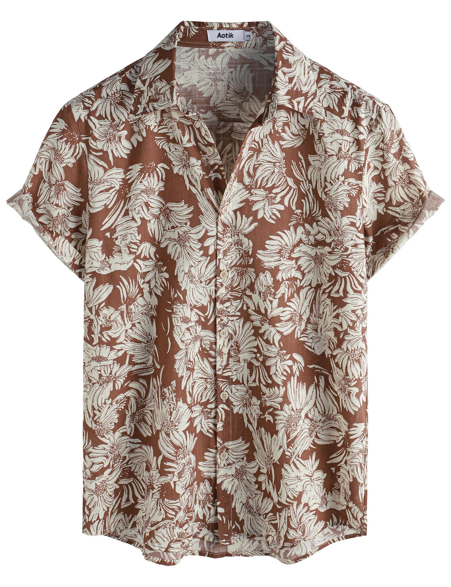 Mens Hawaiian Shirt Short Sleeve Button Down Cotton Floral Shirts Casual Tropical Beach Summer Shirts