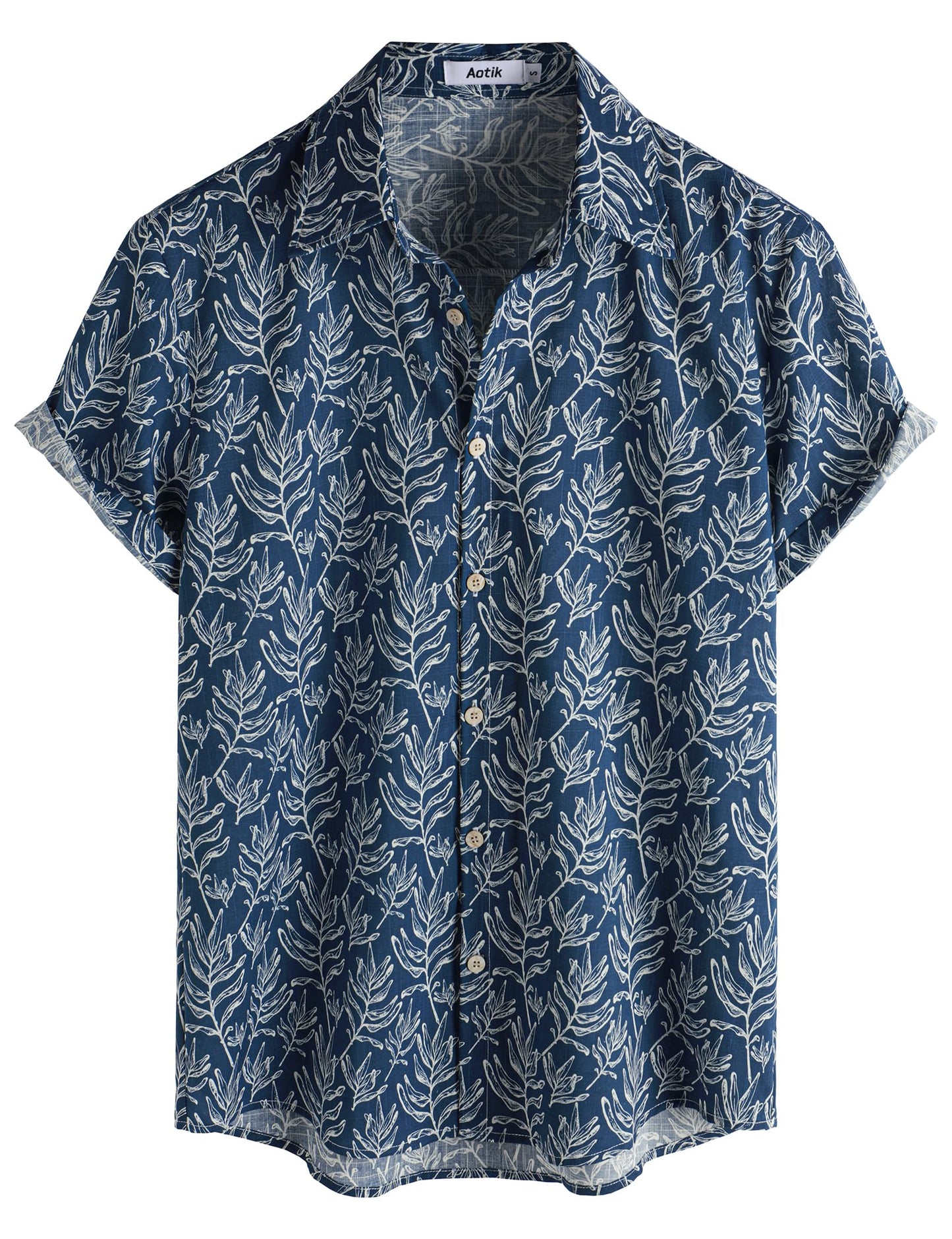 Mens Hawaiian Shirt Short Sleeve Button Down Cotton Floral Shirts Casual Tropical Beach Summer Shirts